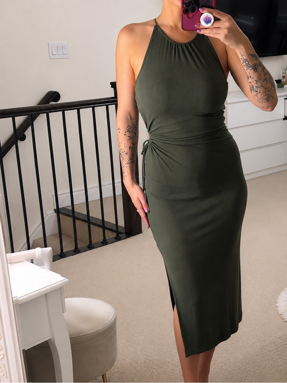 Dynamite | Grey/Green Maxi Dress | Size S
